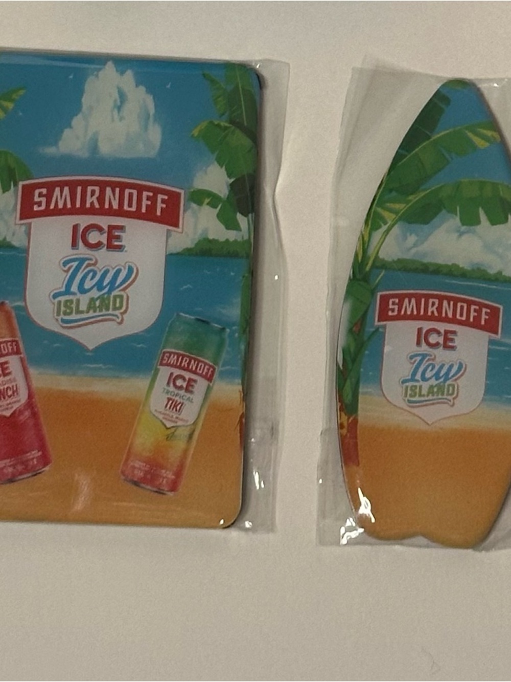 Smirnoff Ice Icy Island Lot Of 2 Tropical Surfing Themed Fridge Magnets NEW